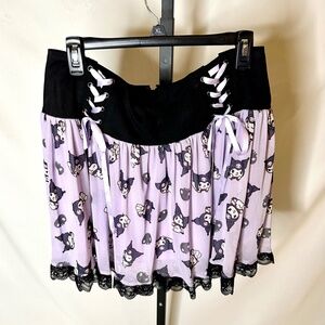 Kuromi Mesh Lace-Up Skirt